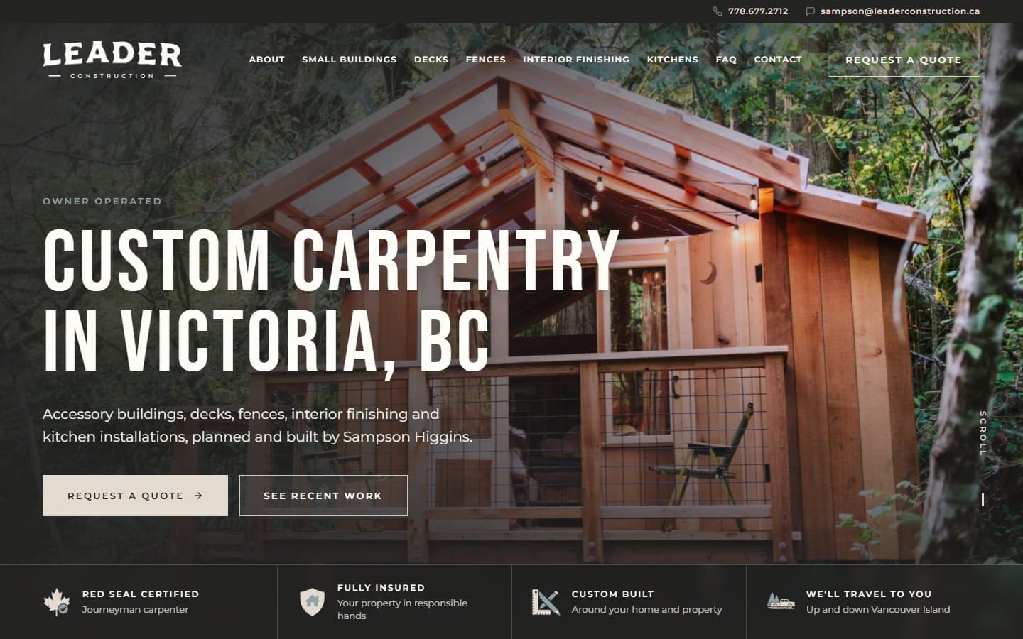 Leader Construction website